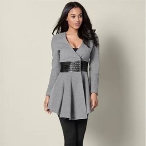 Faux Leather Detail Jacket